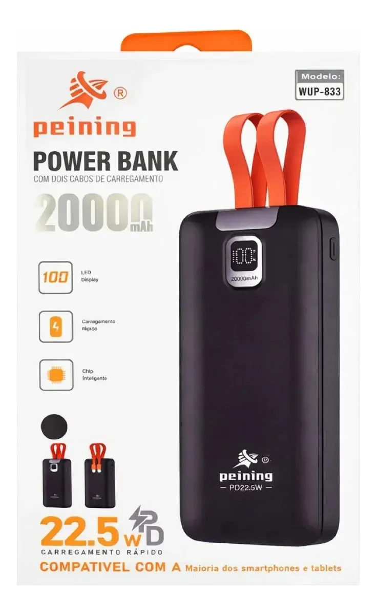 Carregador Portátil Power Bank 20.000mah