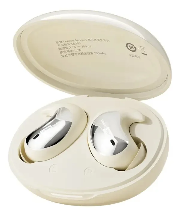 Fones de ouvido Bluetooth Lenovo Le203 Fones de ouvido bege para dormir