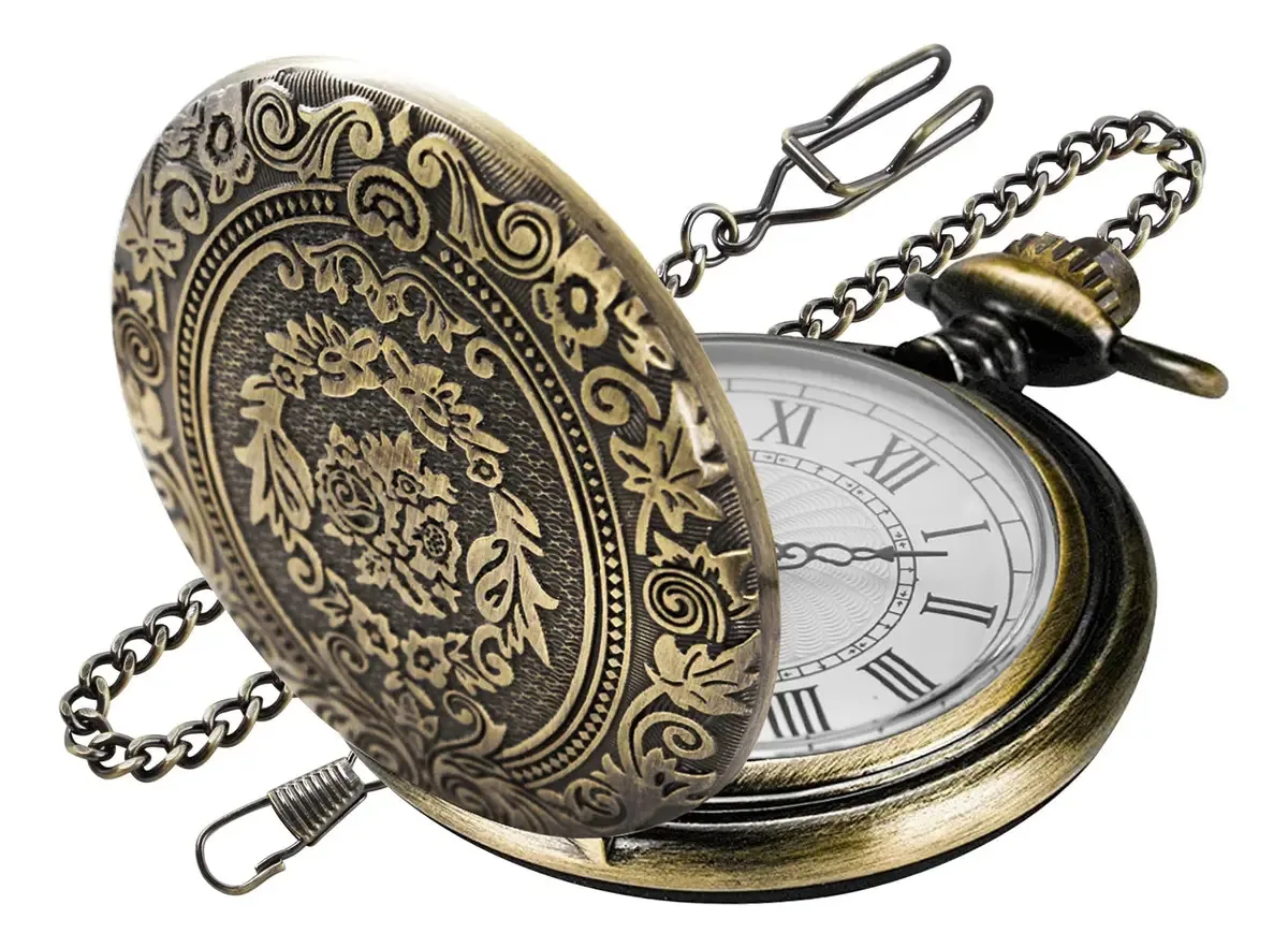 Relógio de bolso Switchme Bronze com corrente e mostrador