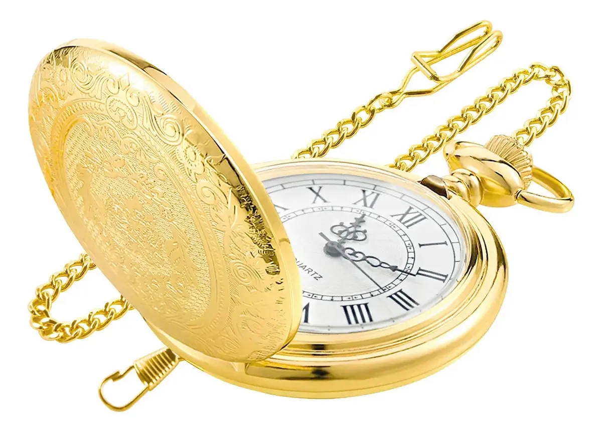 Relógio de bolso Switchme Gold com corrente e mostrador romano