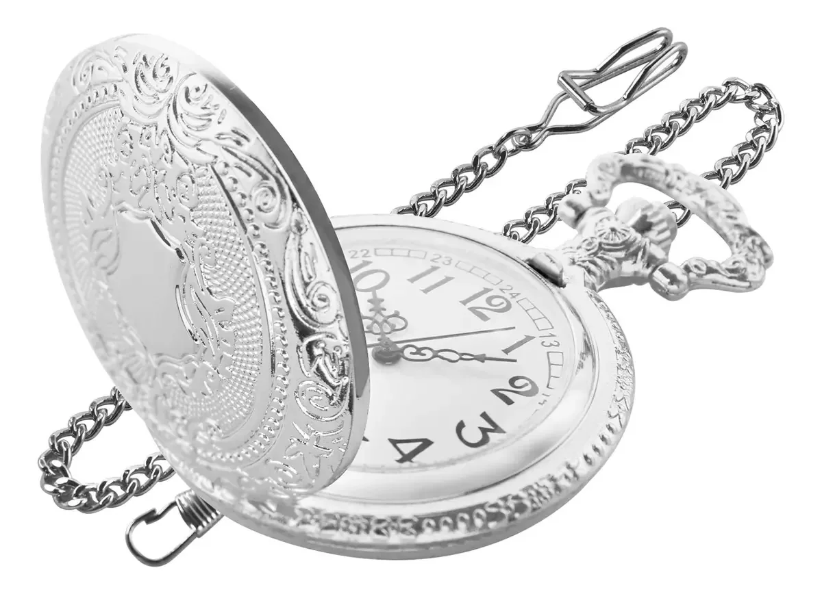Relógio de bolso Silvery Shield com movimento de quartzo