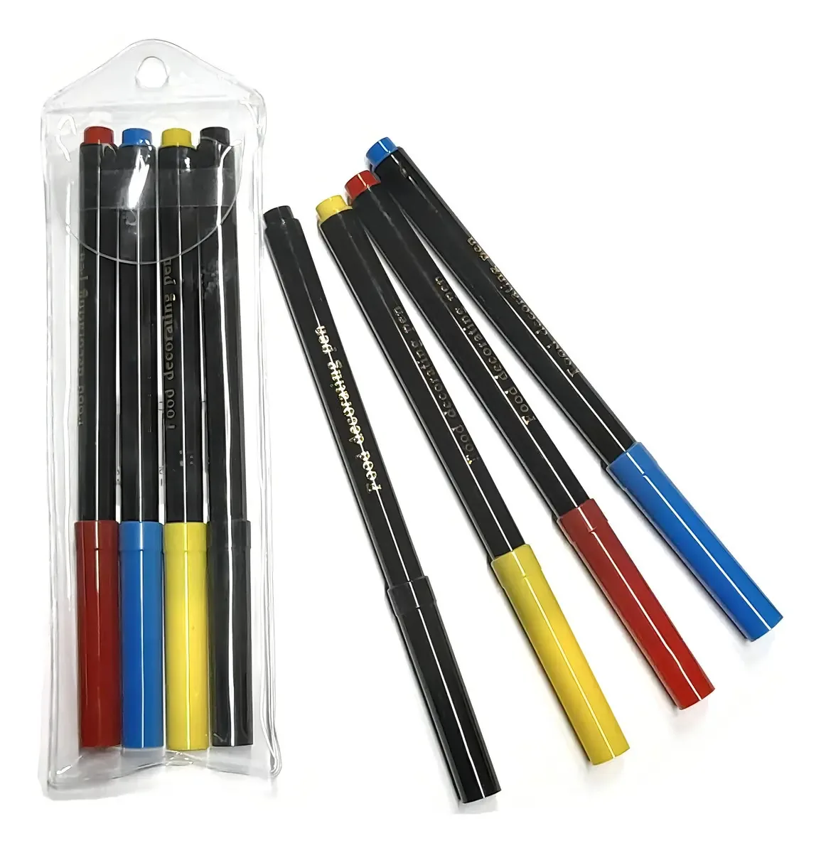 Conjunto de 4 marcadores comestíveis coloridos para pastelaria