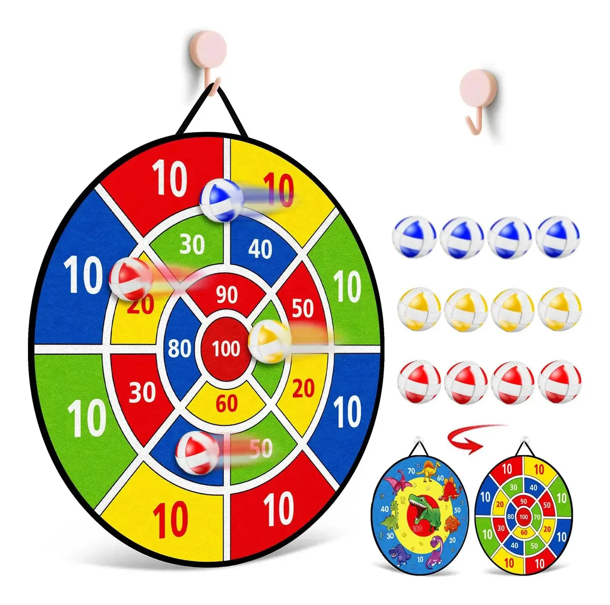 Jogo de Dardos para Crianças Tabuleiro Reversível 66cm