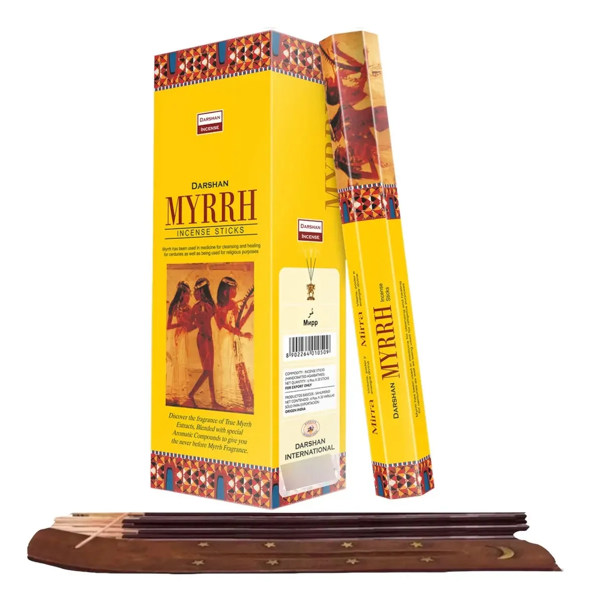 Incenso Darshan Mayoreo, 120 palitos com porta-incenso, mais aroma, mirra, fragrância
