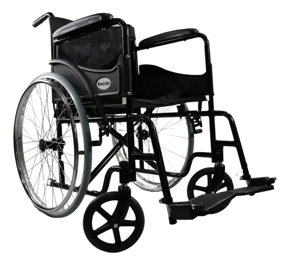 Cadeira de rodas dobrável preta barata Rin Rayos Black Color
