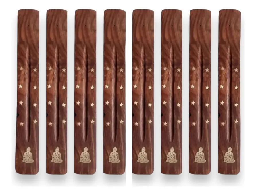 Suporte de incenso de madeira fina para cones, palitos ou Palo Santo 8 comprimidos