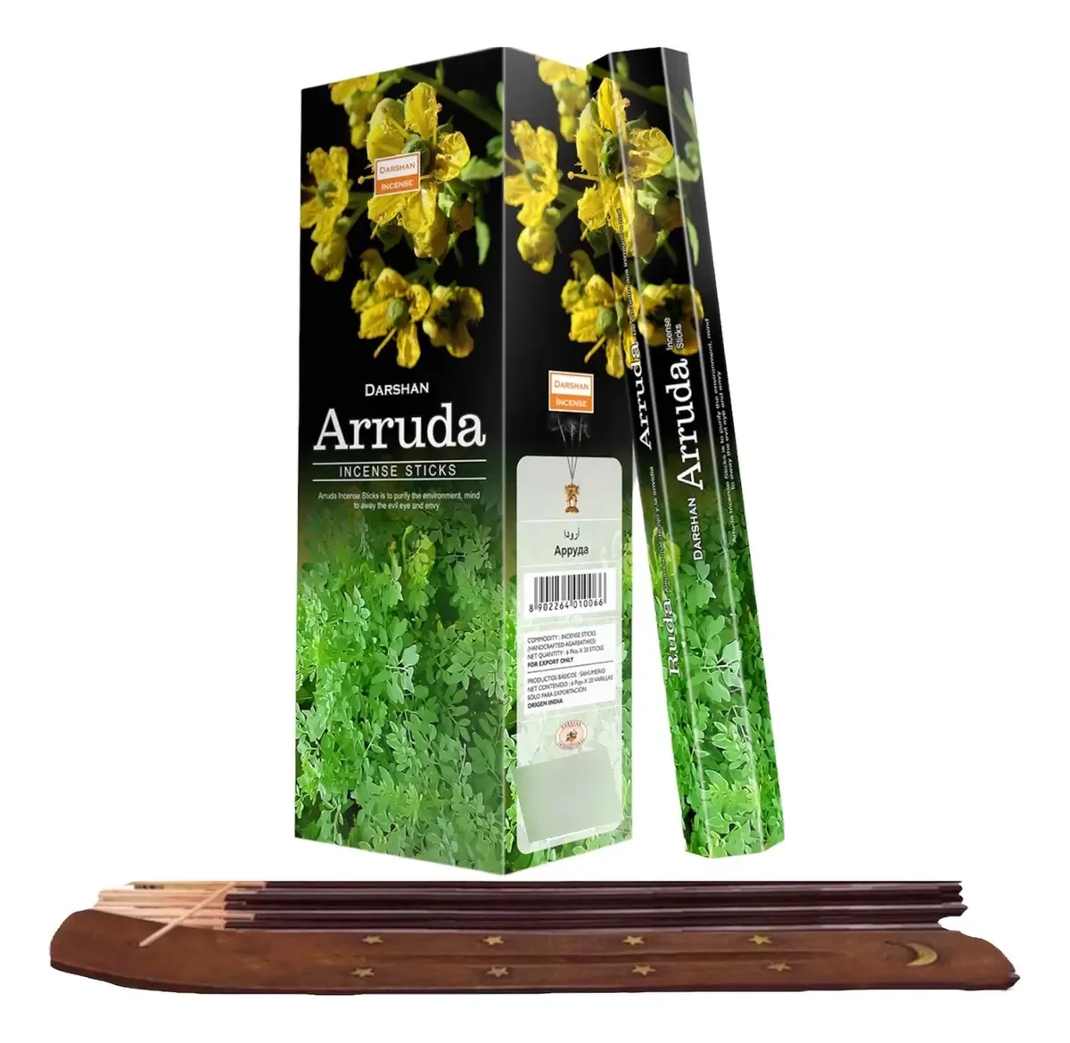 Incenso Darshan Mayoreo 120 palitos com porta-incenso More Aroma Ruda Fragrance