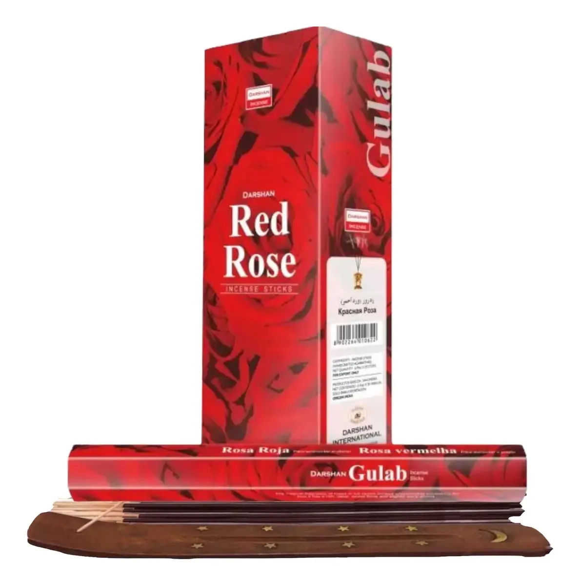 Incenso Darshan Mayoreo 120 palitos com porta-incenso Mais aroma, fragrância de rosa vermelha