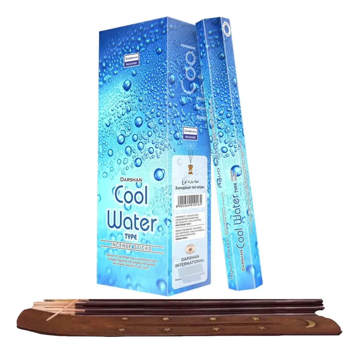 Incenso Darshan Mayoreo, 120 palitos com porta-incenso, mais aroma, fragrância de água fria