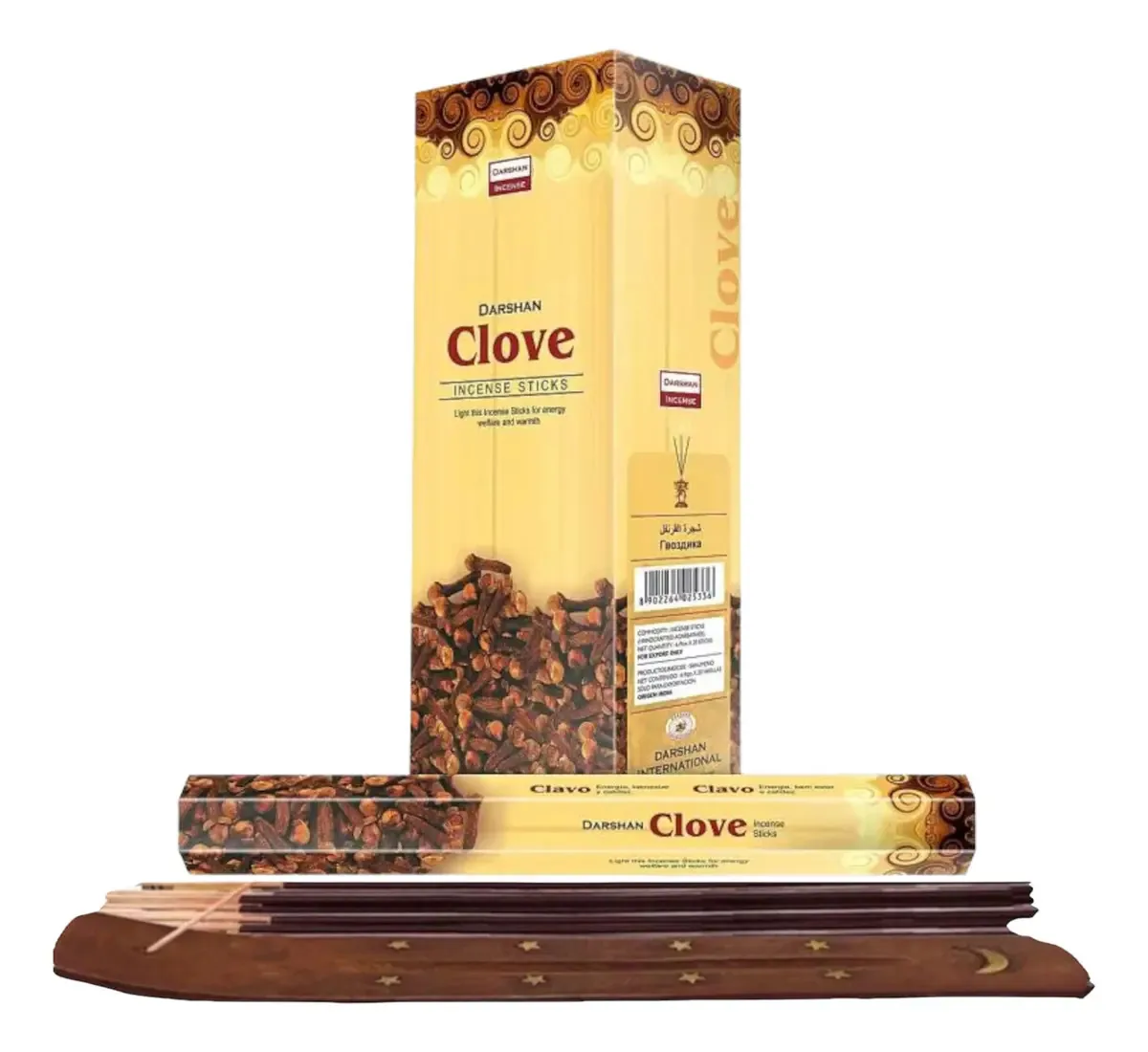 Incenso Darshan Mayoreo, 120 palitos com porta-incenso, mais aroma, fragrância de cravo