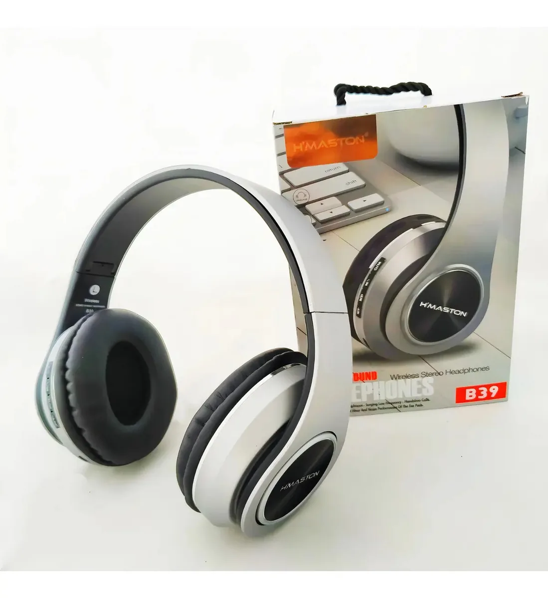 Fone Ouvido Headset B39 Cinza Sem Fio Bluetooth Extra Bass
