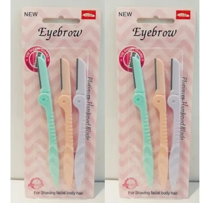 Kit Navalhas Sobrancelhas Feather Eybrow Lâmina Aço 3 Unidades