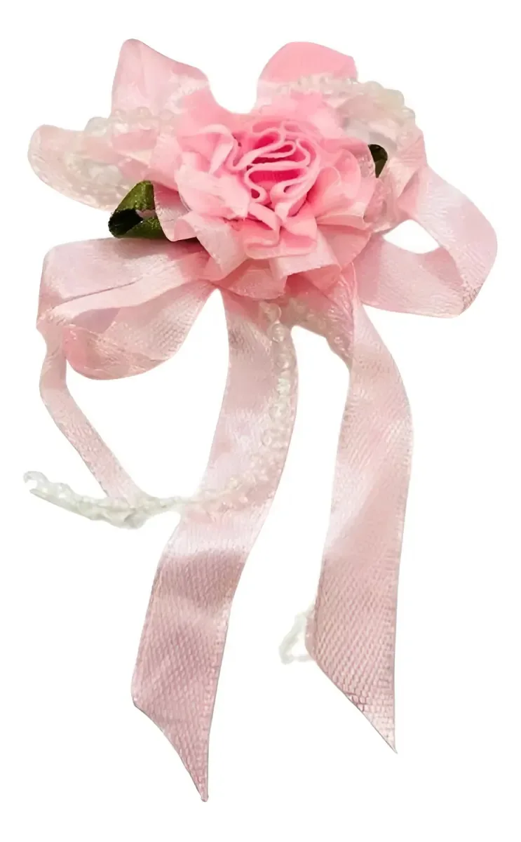 100 Pcs Laço De Tecido Com Rococo Rosa