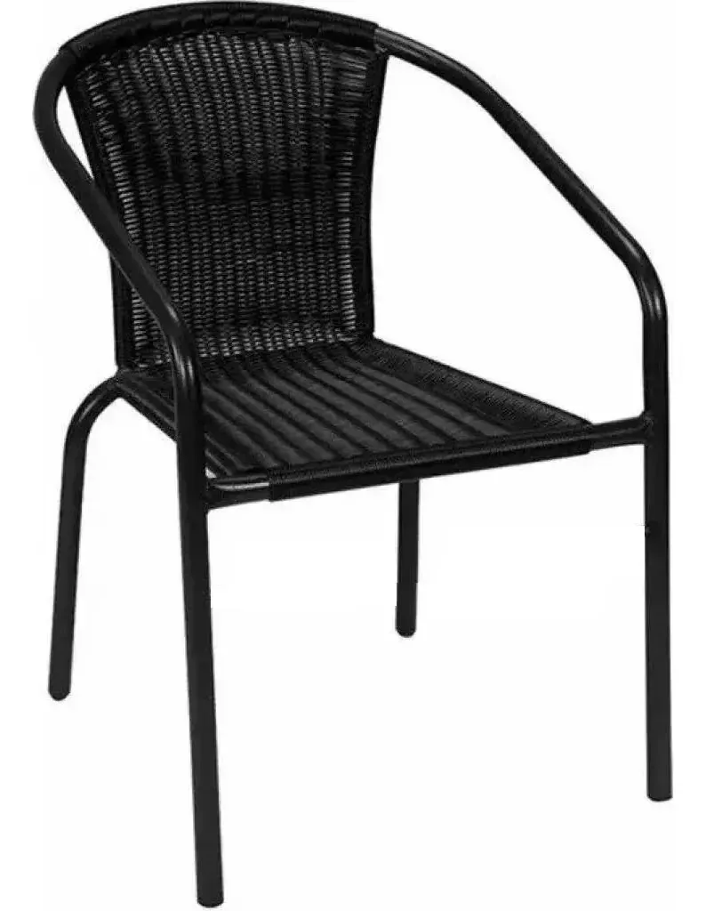 Cadeira de jardim de metal e vime com apoios de braços cor preta