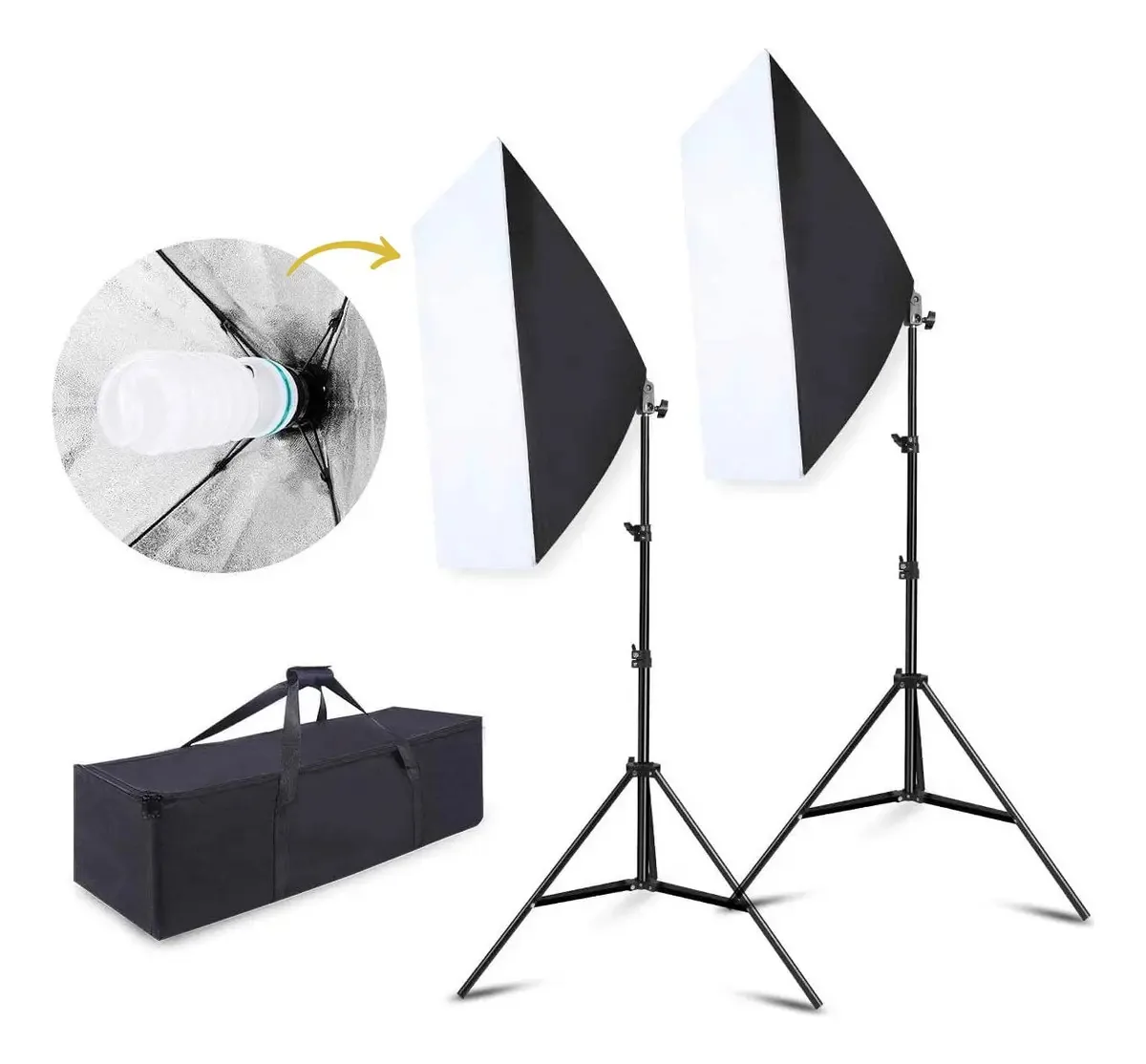 Kit Softbox 5500k 900w Iluminação Contínua Tripode Bombillo