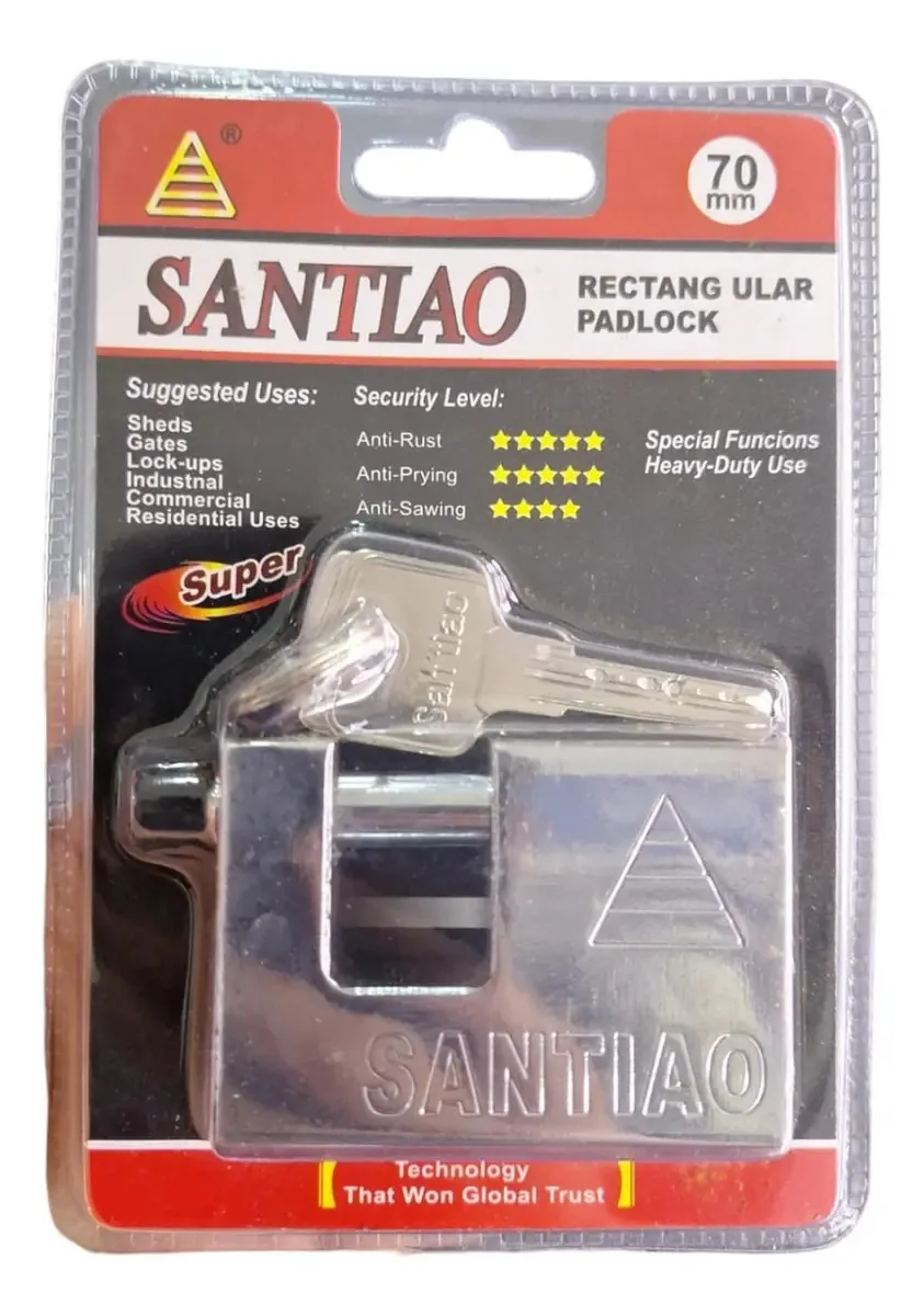 Cadeado de segurança anti-Napoleão de 70 mm anti-roubo + 3 chaves prateadas