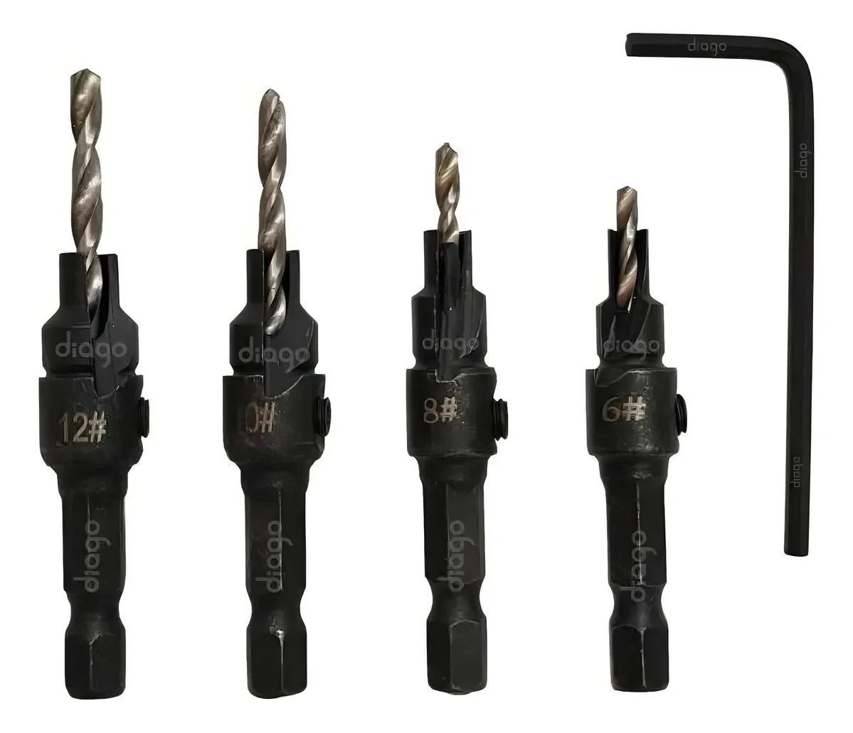 Conjunto de 4 peças para escarear, furadeira e broca alargadora