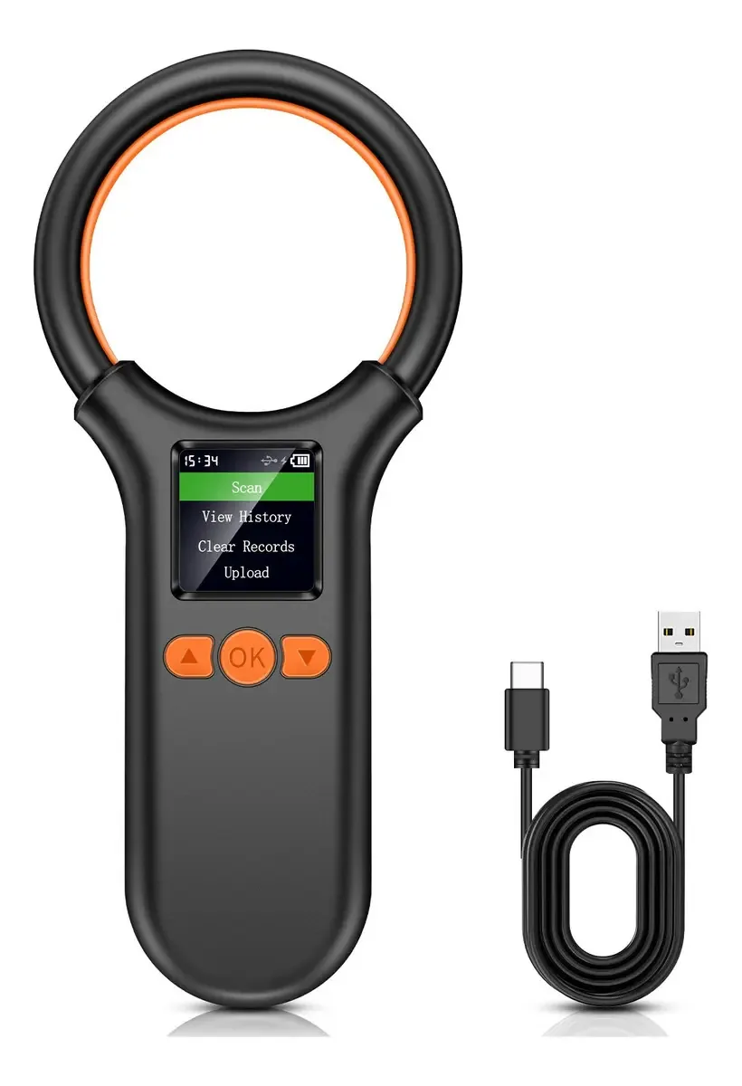 Scanners de microchip para animais de estimação LCD recarregável Suporte para gravação e armazenamento de dados Para o gerenciamento e rastreamento de animais de estimação Cor Preto Kuiiyer USB