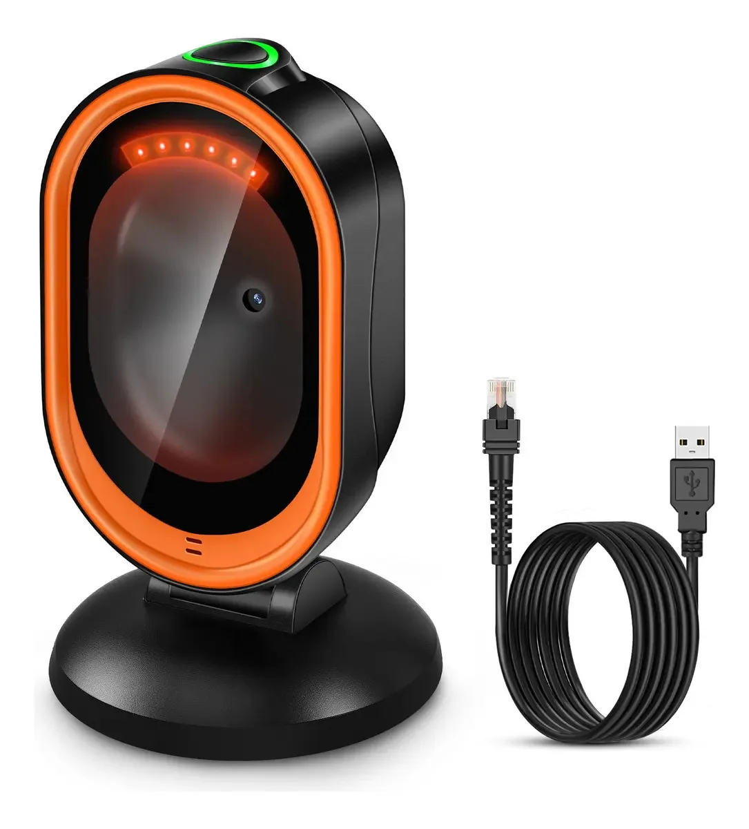 Leitor de código de barras Kuiiyer KU051 1D QR 2D Cabeça de digitalização ajustável de 45 scanners de mesa automáticos por cabo USB para computadores