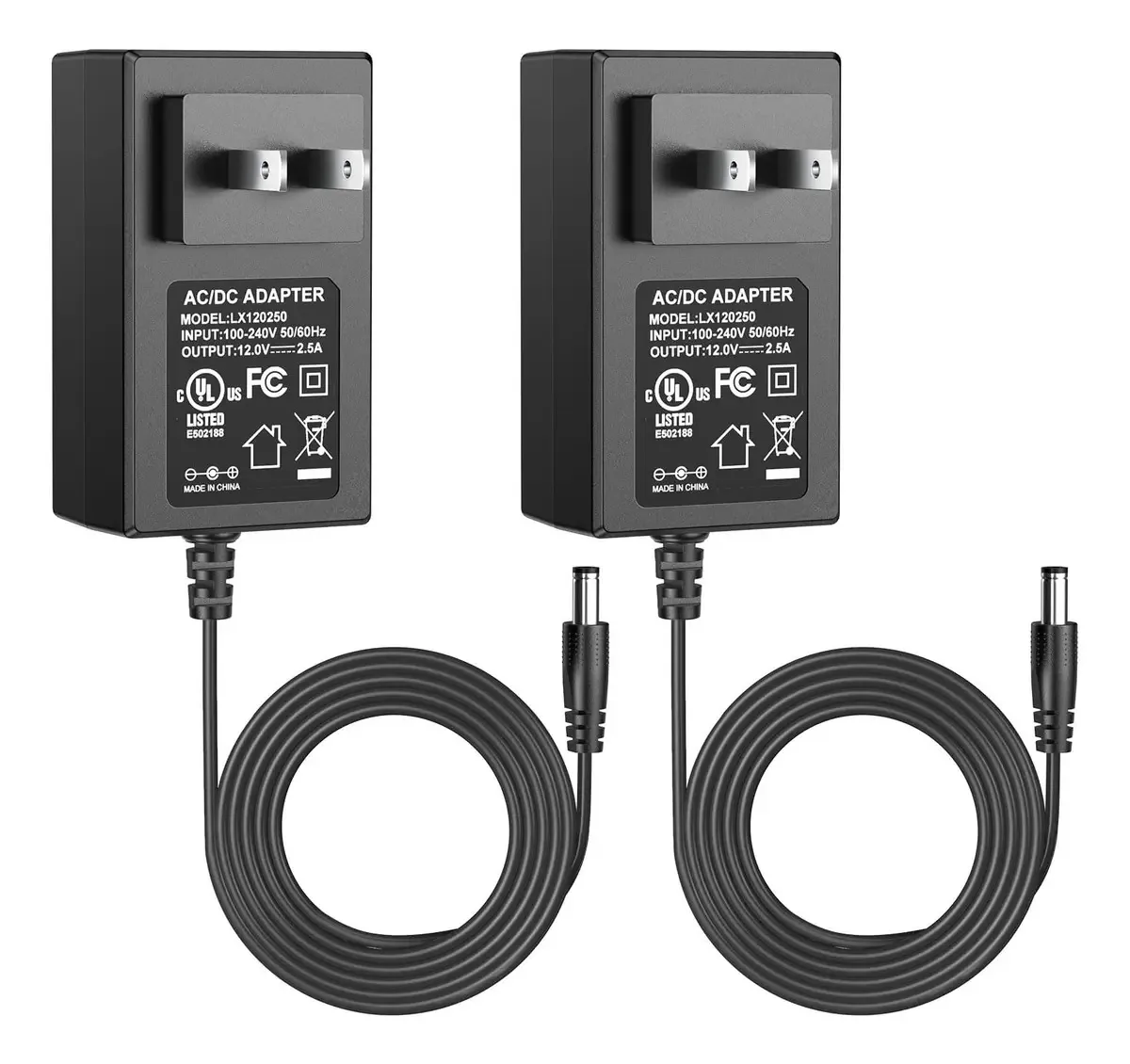 Goover - Adaptador de fonte de alimentação de 30 W (2 unidades), transformadores de baixa tensão de 12 V DC, driver de luz LED de 2,5 A, entrada CA de 100 a 240 V, classe 2, listado pela UL