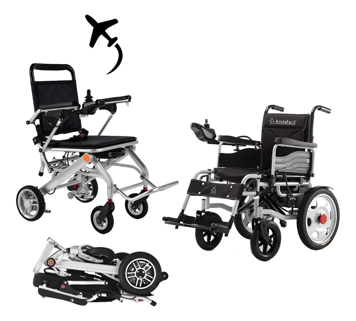 Pacote de 2 cadeiras de rodas Andacil® All Terrain + Portable Black