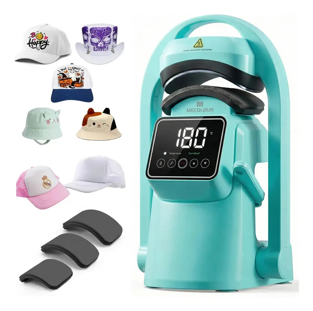 Prensa Térmica Automático Maquina De Estampar Bonés Chapéus 3 In 1 Mecolour