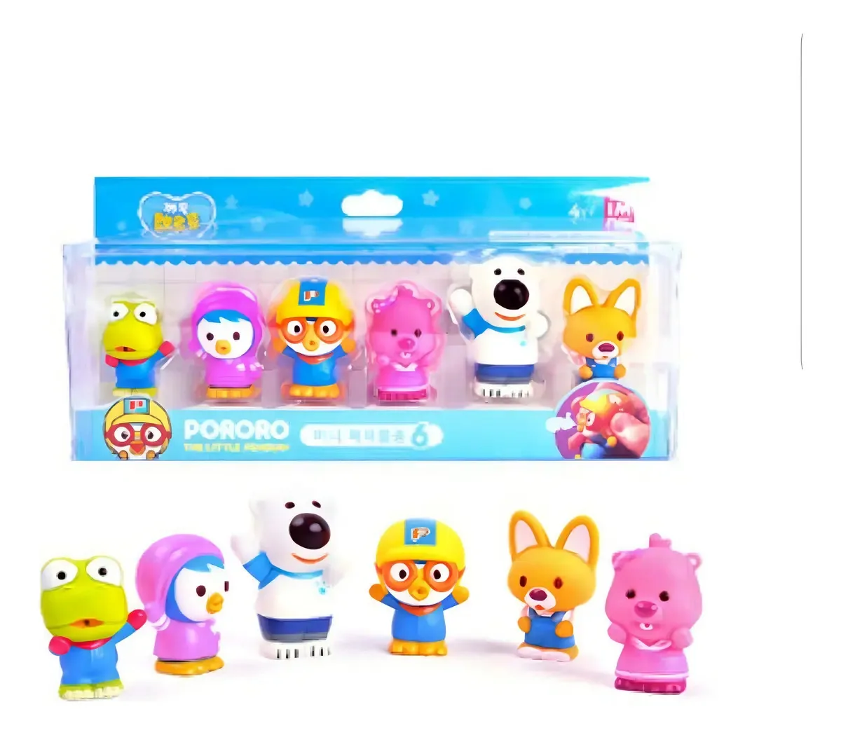Brinquedo de banho Pororo Character para crianças - 6 peças. Brinquedos de banho coloridos 6 peças