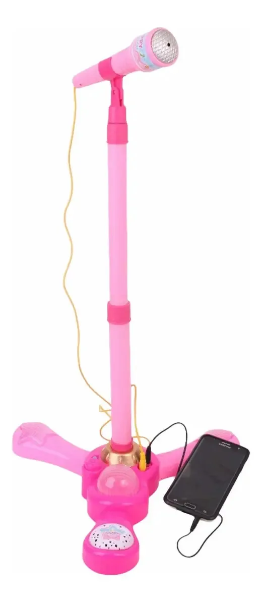 Microfone infantil Rosa Nena com som para pés, luzes Mp3