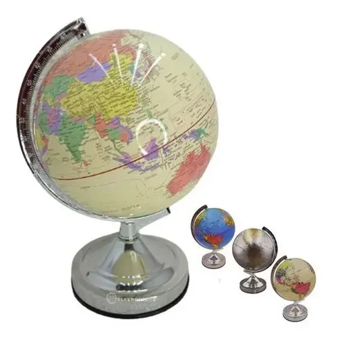 Globo Terrestre Decorativo Base Metal Mapa Mundi 31 Cm Mod2