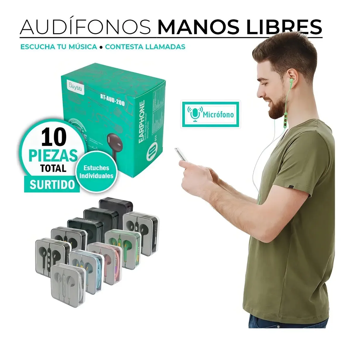Fones de ouvido viva-voz com fio Hifi Extra Bass de 3,5 mm em cores variadas