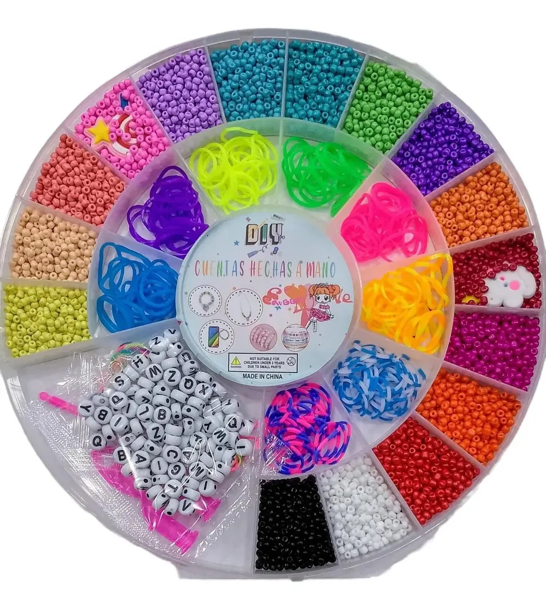 Kit Mostacillas, pulseiras, bijuteria, letras, Gomas Tanza 321