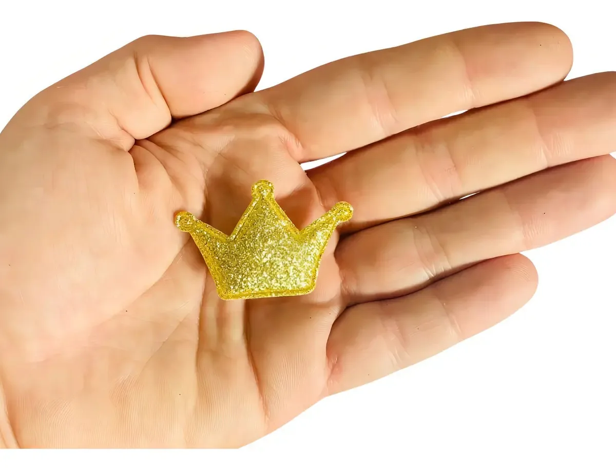 100 Aplique De Tecido Coroa 5cm Dourado