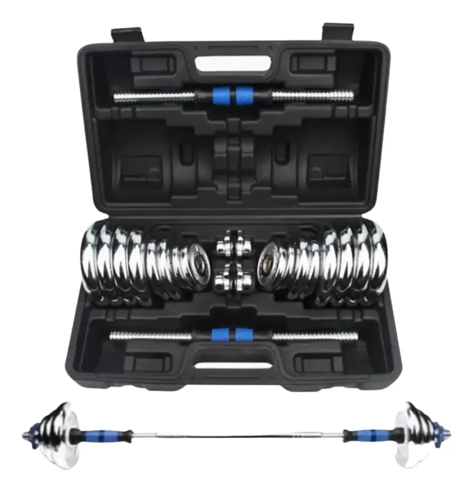 Kit de halteres com discos de exercícios Barbell Gym 30 kg, cor azul