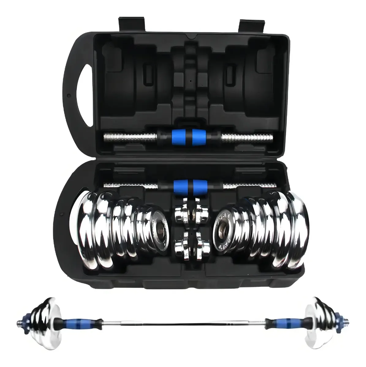 Kit de halteres com discos de exercícios Barbell Gym de 20 kg, cor azul