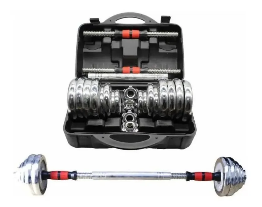 Kit de halteres com discos de exercícios Barbell Gym 50 kg, cor vermelha