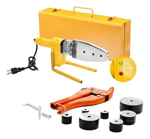 Kit de termofusor com tesoura de 6 dados, caixa de metal