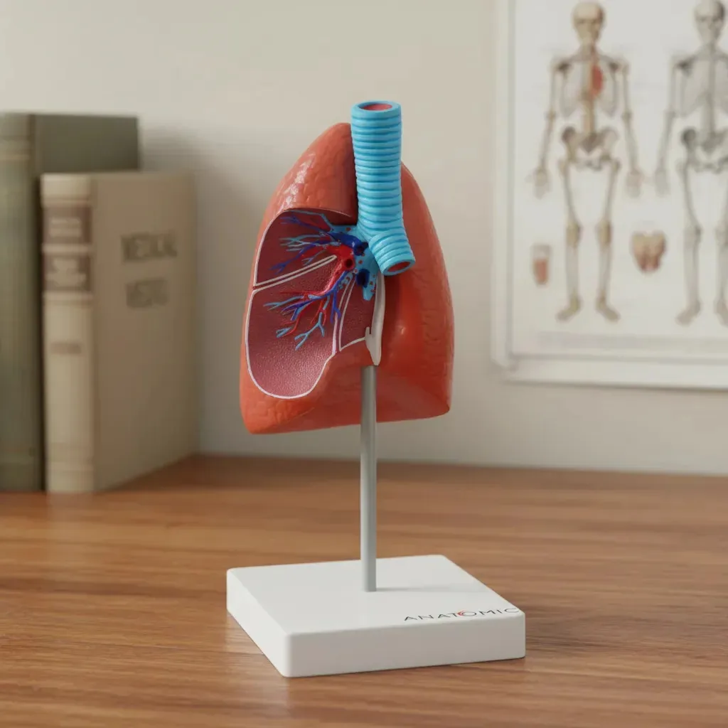 Anatomia Do Pulmão Com Traqueia E Placa Explicativa