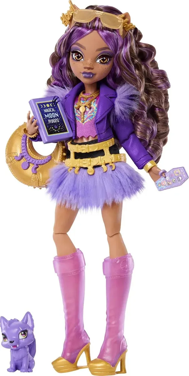 Boneca Monster High Clawdeen Wolf com acessórios e cachorrinho