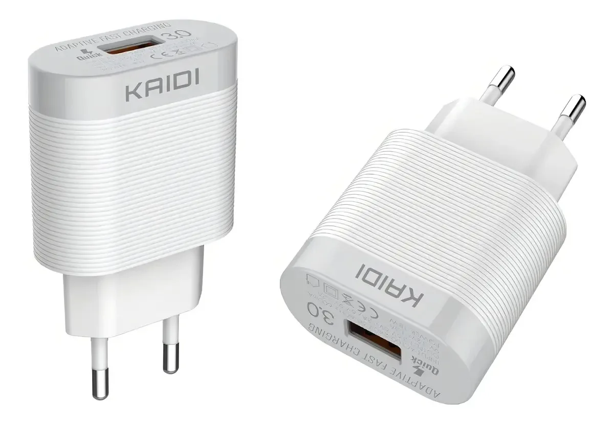 Carregador de Parede Kaidi Turbo AC 18W USB Branco KD-550