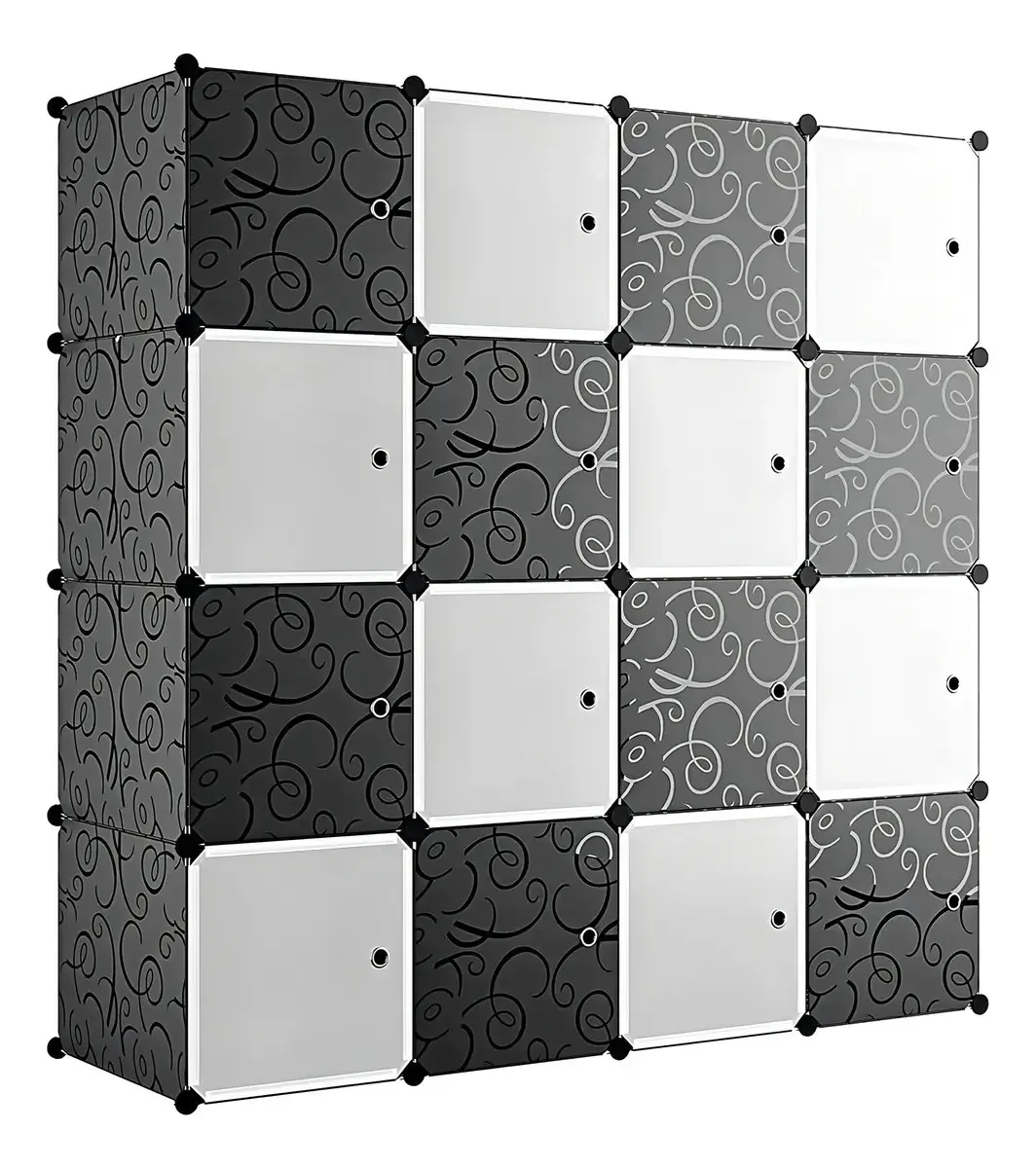 Armário de caixas organizadoras empilháveis, sapateira modular, cor do armário, preto