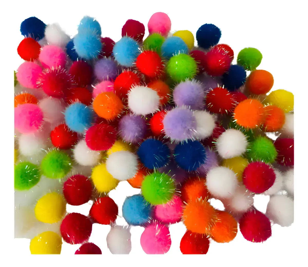 500 Pompom Bolinha Com Brilho 1,8cm Coloridos