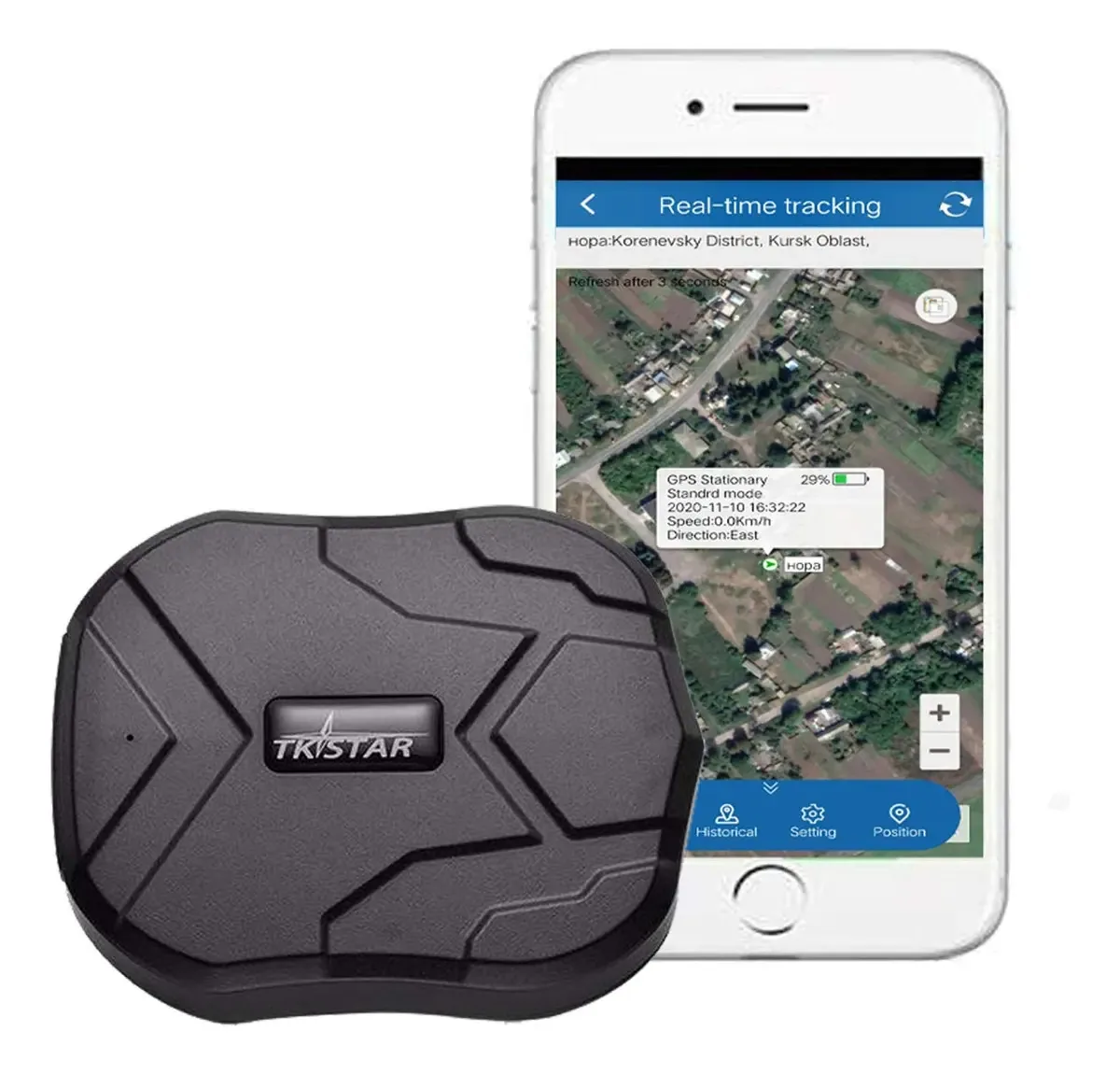 Rastreador Veicular Tkstar GSM/GPRS com rastreamento por SMS e Internet, sem cartão SIM nem memória, ideal para segurança e localização.