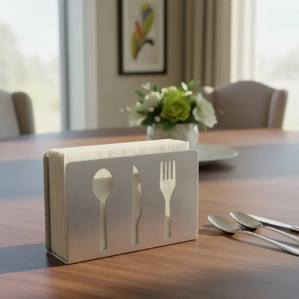 Utensílio de porta-guardanapos de aço inoxidável Guardanapos de papel cinza