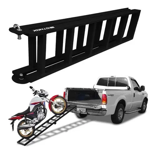 Rampa Para Moto Pickup Em Aço Carbono Universal Preto 200kg