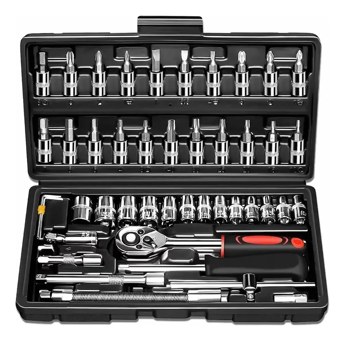 Kit de conjunto de ferramentas mecânicas manuais Autocle, 46 unidades, cor preta
