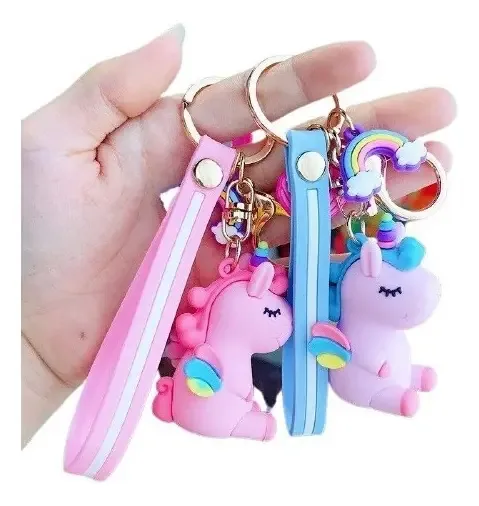Chaveiro de unicórnio Kawaii, lindo chaveiro de unicórnio, conjunto de cinco peças, colorido, de cinco peças
