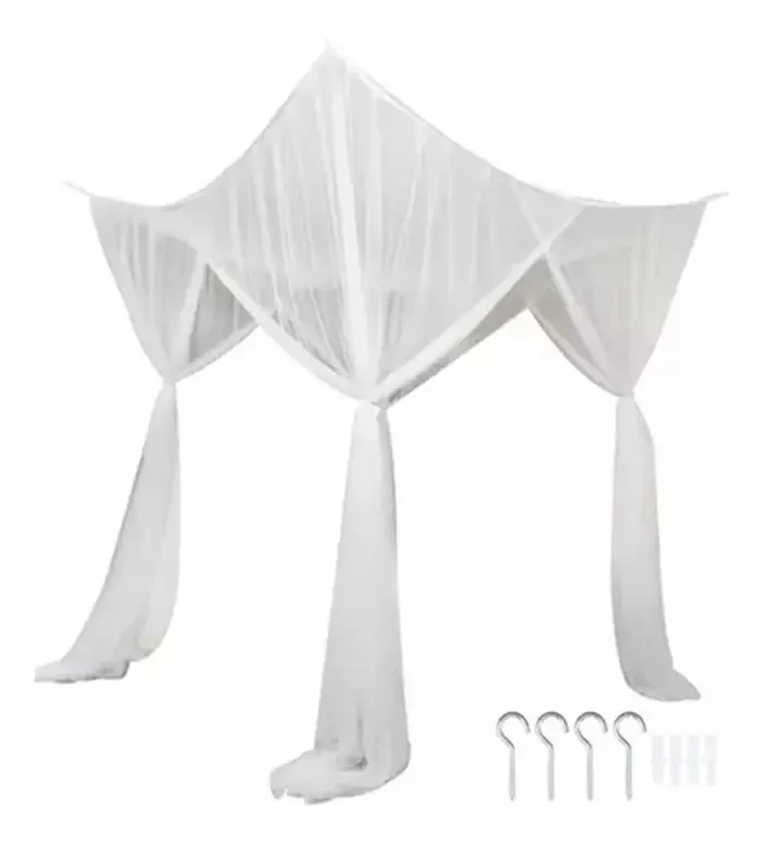 Pavilhão de mosquiteiro Yh White King Size de quatro cantos