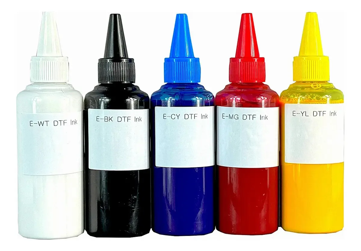 Kit de 5 tintas para tinta preta Dtf Bk C M Y W 100 ml C/u