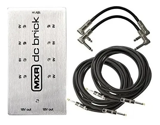 Fonte de alimentação Mxr Dc Brick Pacote de fonte de alimentação Dc Pedalboard (polaridade padrão) Cabos de alimentação incluídos com 4 cabos, 2 cabos de conexão e 2 cabos