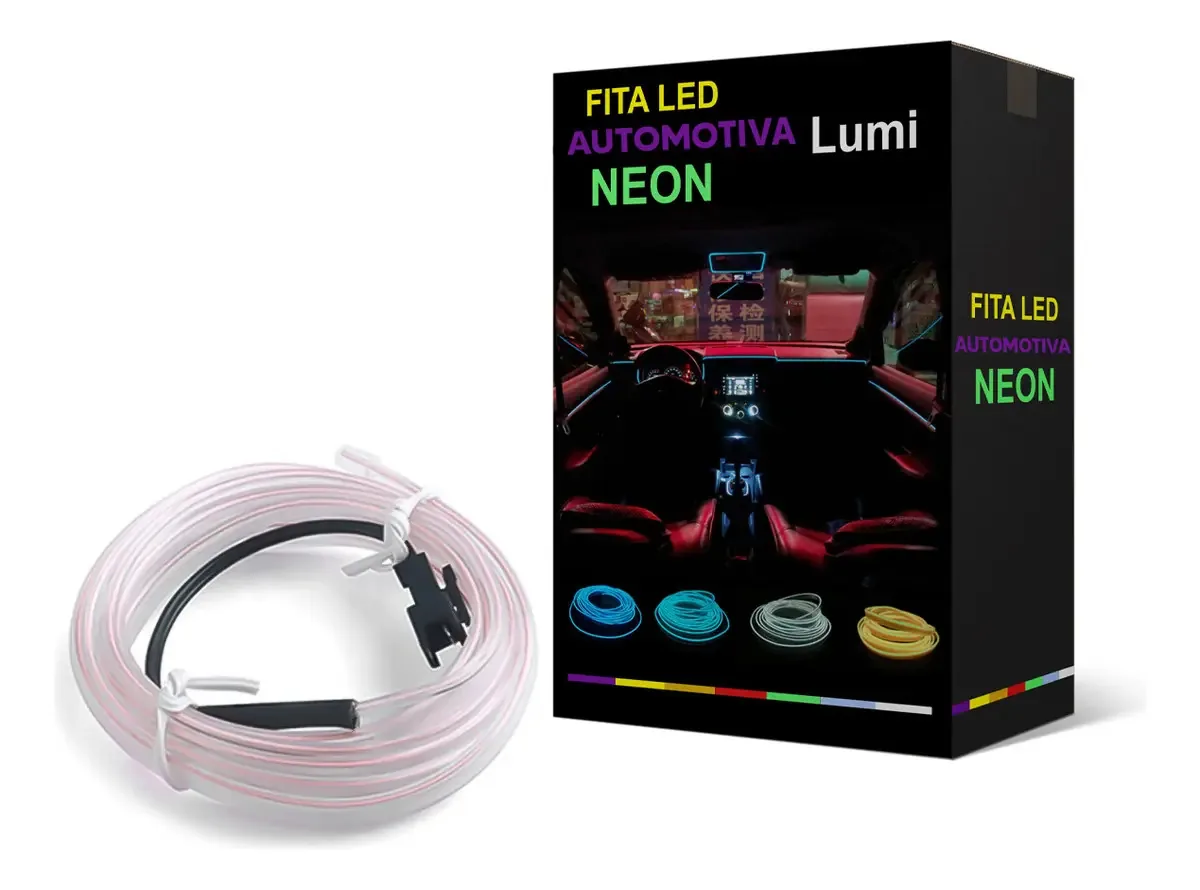 Fita Led Neon Interior 5 Metros Lumi Cor Da Luz Branco Frio